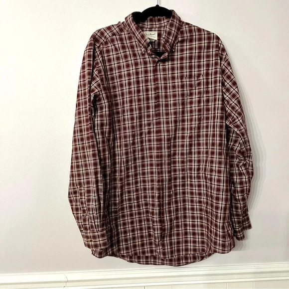 L.L. Bean Long Sleeve Button Down Traditional Fit Plaid Shirt Size L-Tall GUC - Picture 2 of 8